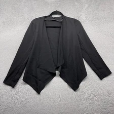 H&M Womens Open Blazer Jacket Black Long Sleeve Waterfall Chiffon Size 8