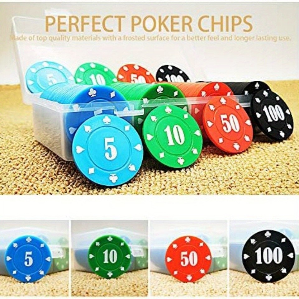 Plastic Poker Chips Poker Chip Set with Storage Box,Denomination 400