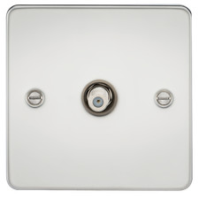 Image of Flat Plate 1G SAT TV Outlet (non-isolated) - Polished Chrome