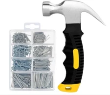 560PCs Small Nails & 8oz Small Hammer, 280 Wall Nails & 280 Finishing Nails