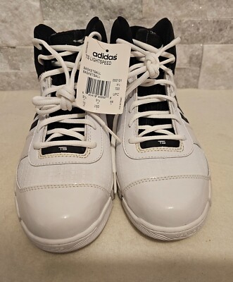 NOS Rare Adidas TS Lightspeed Black and White Basketball Shoes Size 10 052131