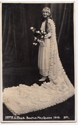 Sozialgeschichte, Miss G Mills, Bootle May Queen, 1926 RP PPC, unbespielt