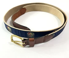 VTG Leather Man Essex Belt 44 Blue Embroidered CVCC Cherry Valley Country Club