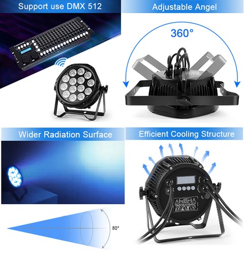 IP65 Waterproof LED Par Light 14x10W 4in1 RGBW DMX512 Outdoor Stage Light Party - Picture 9 of 11