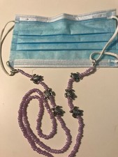 Sea Turtles Purple Glass Bead face mask Holder Mask chain lanyard Teacher School