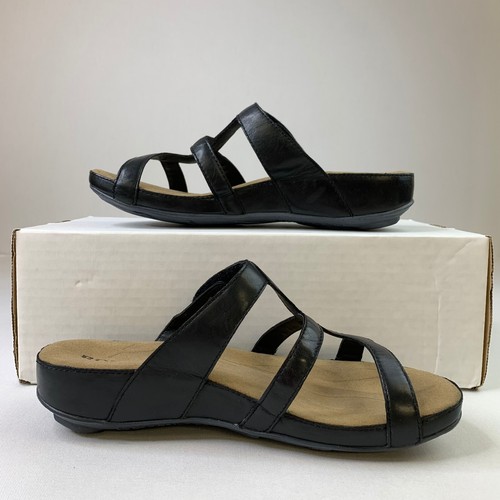 Romika sandalo donna slide nero pelle taglio slip-on scarpa aperta taglia 6,5/37 - Foto 2 di 11