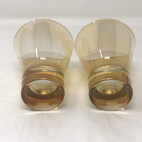 VTG Pair of MCM Amber Iridescent Shot Glasses Cordials - Picture 5 of 8
