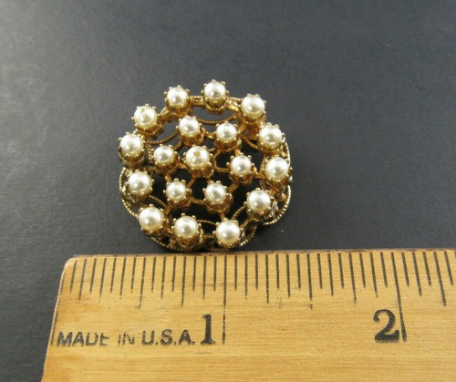VINTAGE GOLDTON KUNSTPERLEN PIN BROSCHE (BR26) - Bild 3 von 4