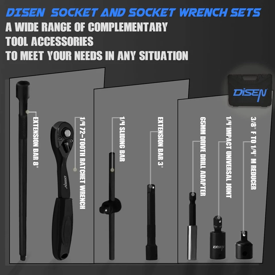 juego De Llaves De Vaso 57 Piezas Con Estuche Herramientas Enchufes Tool NEW US. - Image 3 of 4