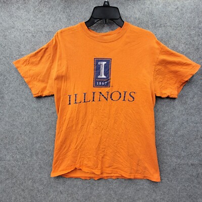 Vintage Front Row Sport Mens Orange T-Shirt Size M U of I Illinois