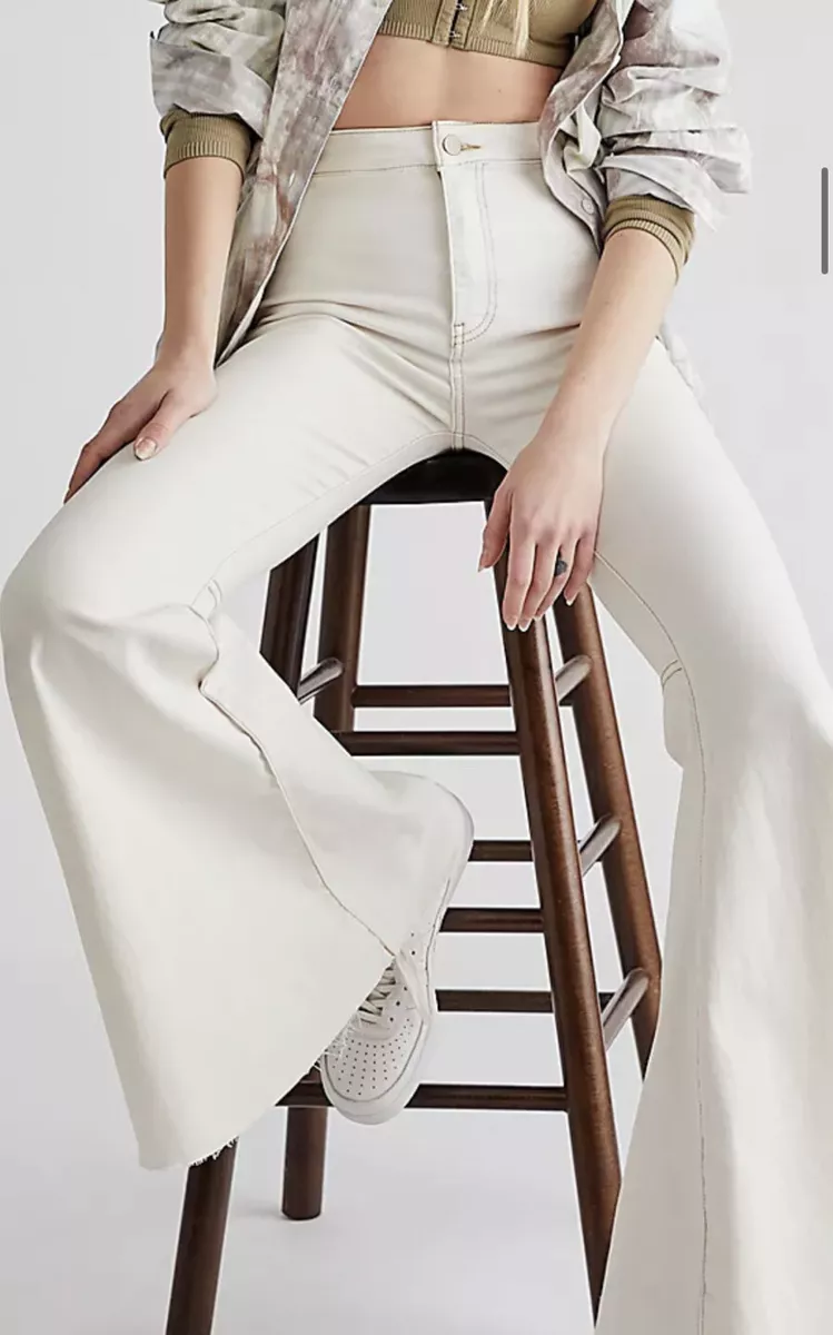 High waisted clearance white flare jeans