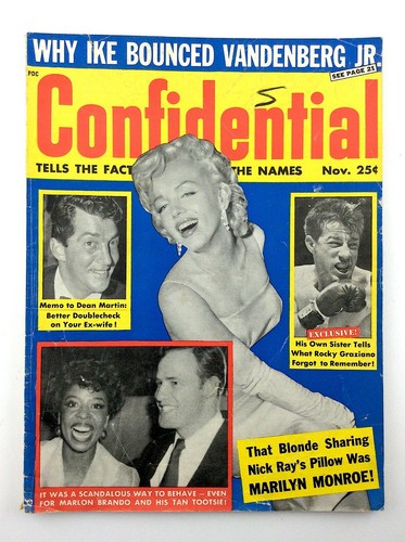 Confidential November 1956 Vintage Celebrity Magazine Marilyn Monroe M418