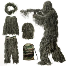 NAIZEA Ghillie Suit, 3D Camouflage Hunting Apparel &Jacket Pants Hood Carry Bag