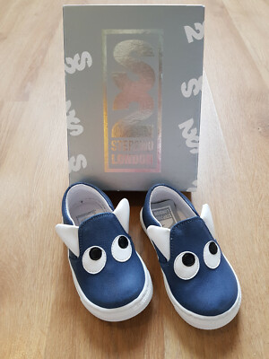 Step2wo Boggle Schuhe UK INF 3 Slipper Blau Leder EUR 19 Neu mit Karton UVP 84£