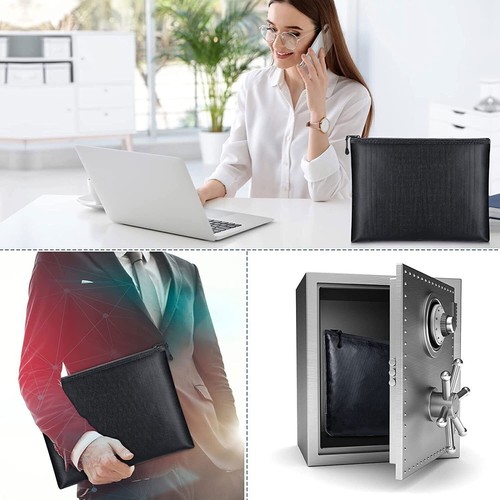 2000℉ Fire Proof Money Bag Fireproof Document Pouch Waterproof Safe Cash M Size - 第 12/15 張圖片