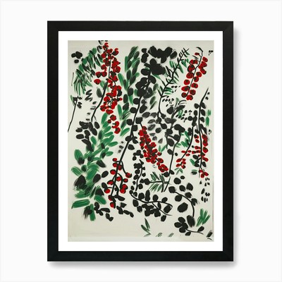 Rote Johannisbeere Obst Zeichnung 3 Kunstdruck gerahmtes Wandbild Poster Leinwanddruck Bild