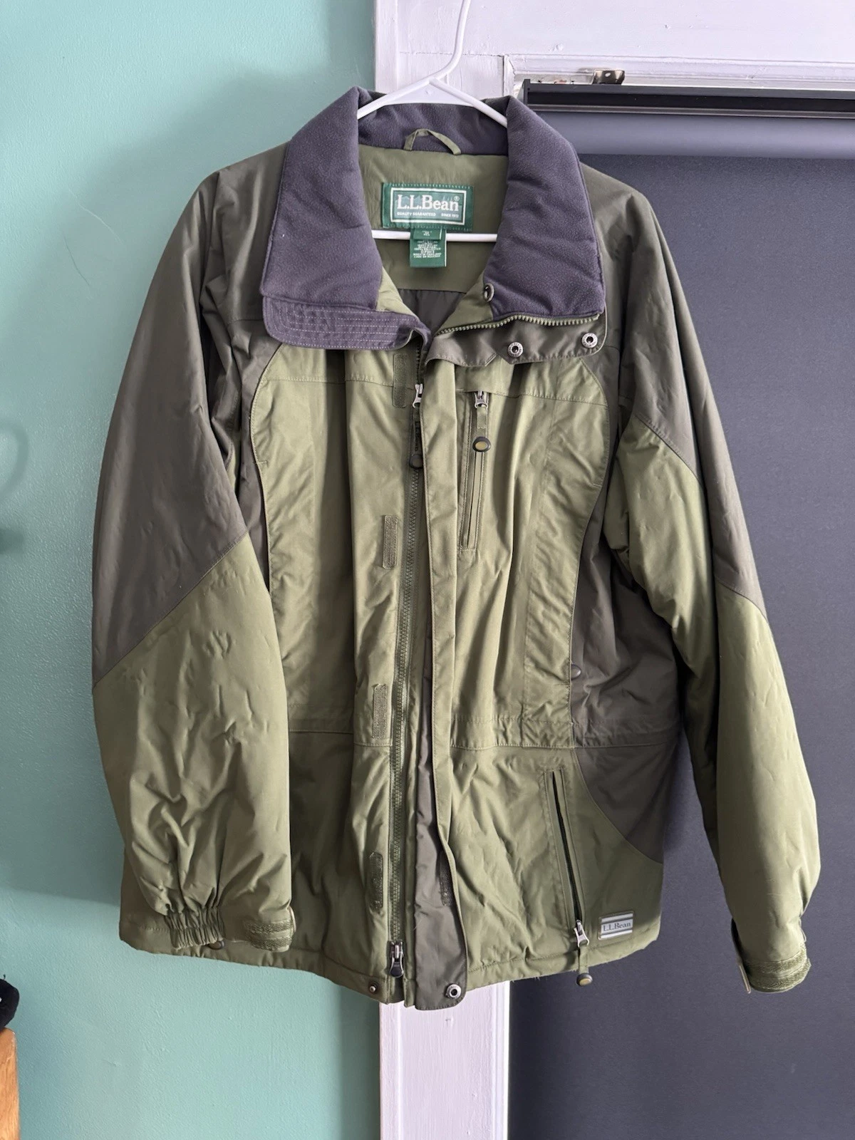 L.L. Bean Men’s Medium Primaloft Green Ski Parka Jacket OPH13 Zip Up