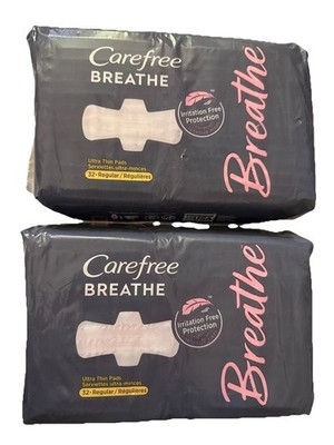 Carefree Breathe Regular 32 Ultra Thin Pads Lot Of 2 (63 Total)
