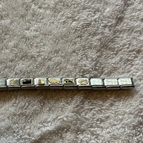 Nomination Charm Bracelet 18 Karat Gold Stainless Steel Italy Composable Tennis - Image 2 of 4