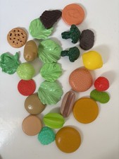 30pc vtg Play Food Plastic Toy Hamburger Fruit Vegetables Cookie McDonald  s 