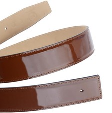 Patent Leather Belt Cognac Brown Belt for 40mm Buckle H Buckle Genuine Leathe...