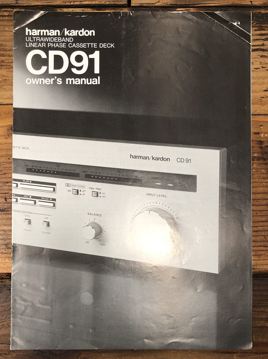 Harman Kardon HK CD-91 CD-91 Cassette Owners / User Manual *Original*