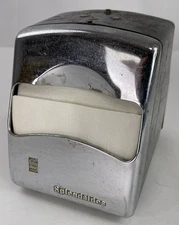 SPLENDAIDES Napkin Dispenser 50s Erving Paper Mill Silver Black Chrome Vtg Diner