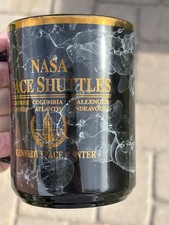 NASA Space Shuttle Blue Marble Pattern Gold plate Lettering Coffee Mug Mint 2001