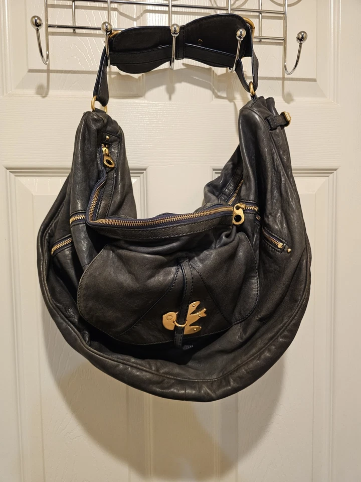 Bolso de Hombro Marc Jacobs Azul Marino Hobo Metal Pájaro Grande Foto 4 de 4