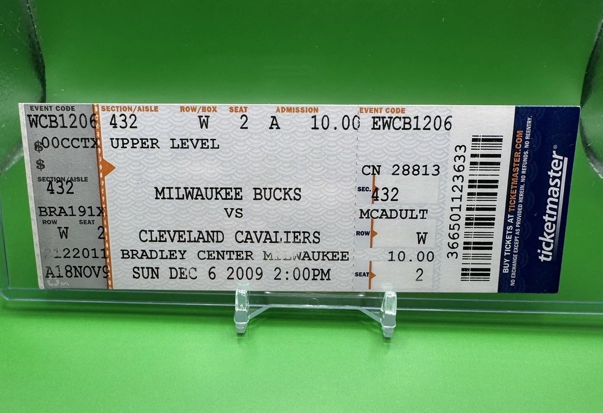 Bucks vs Cavaliers 12/6/09 Ticket; LeBron James leads Cavs on 29-0