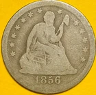 1856 U.S. SEATED LIBERTY SILVER QUARTER 25c COIN (VG/Fine), Pre-CIVIL WAR!