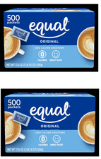 Equal Zero Calorie Sweetener, 0.035 oz 1000 Count 2 BOXES OF 500 BRAND NEW