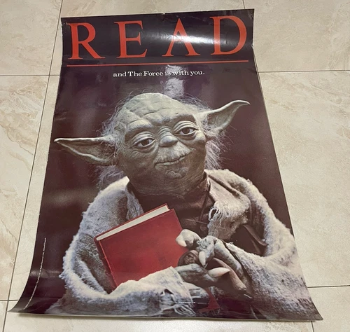 STAR WARS YODA “READ” 1983 AMERICAN LIBRARY Poster 22x34 Laminated