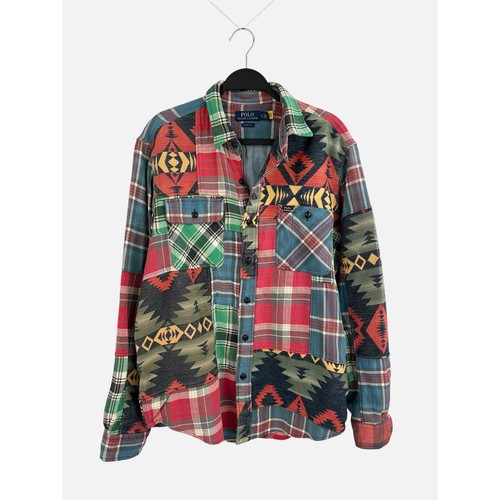 Polo Ralph Lauren Collector Patchwork Plaid Aztec Flannel Shirt Classic Fit L