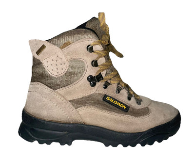 Salomon Gore Tex Contapgrip Suede Leather Women's 6.5 Hiking Boots Walking Trail