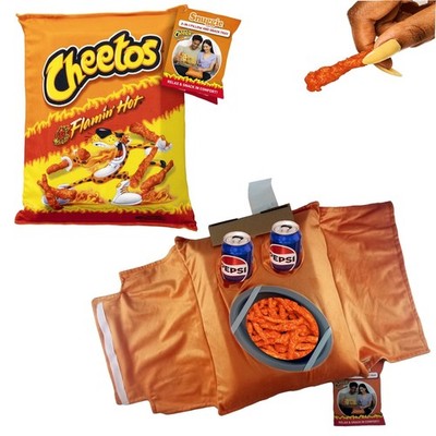 Cheetos Snuggie 2-in-1 Pillow Snack Tray Cup Holder Lap Bed & Desk Cushion