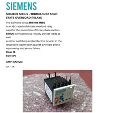 Siemens 3RB1016-1NB0 Sirius 0.4-1.6A  Overload Relay / Motor Protection Relay 