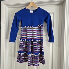 Hanna Andersson Dress Girls 130 8 Knit Tiered Hearts Party Sweater Holiday