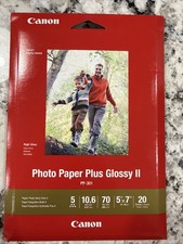 NEW Canon Inkjet Photo Paper Plus Glossy II 20 Sheets 5" x 7" Plus Extras Read