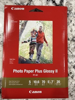 NEW Canon Inkjet Photo Paper Plus Glossy II  20 Sheets 5'' x 7'' Plus Extras Read