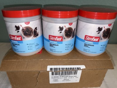 Slim Fast Powder Lot Of 3 Jars Milk Chocolate Royale Meal Replacement Exp 02/28