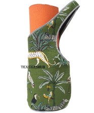 Quilted Handmade Cotton Yoga Mat Carrier Bag Animal Print Gym Tote with Zipper