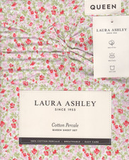 Laura Ashley Queen Sheet Set Emogene Floral Pink 4pc Farmhouse Chic Green