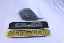 Lot of 3 Carpentry Tools 2 - 9" Pocket Levels & Strait-Line Chalk Line