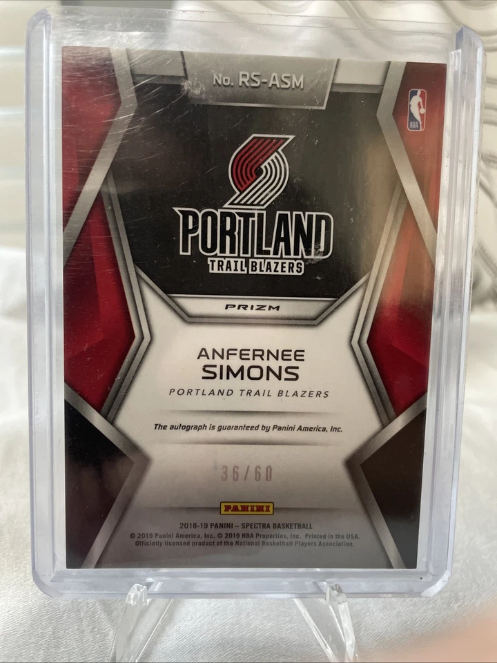 Anfernee Simons 2018-19 Spectra Rookie Auto /60 - Image 2 of 2
