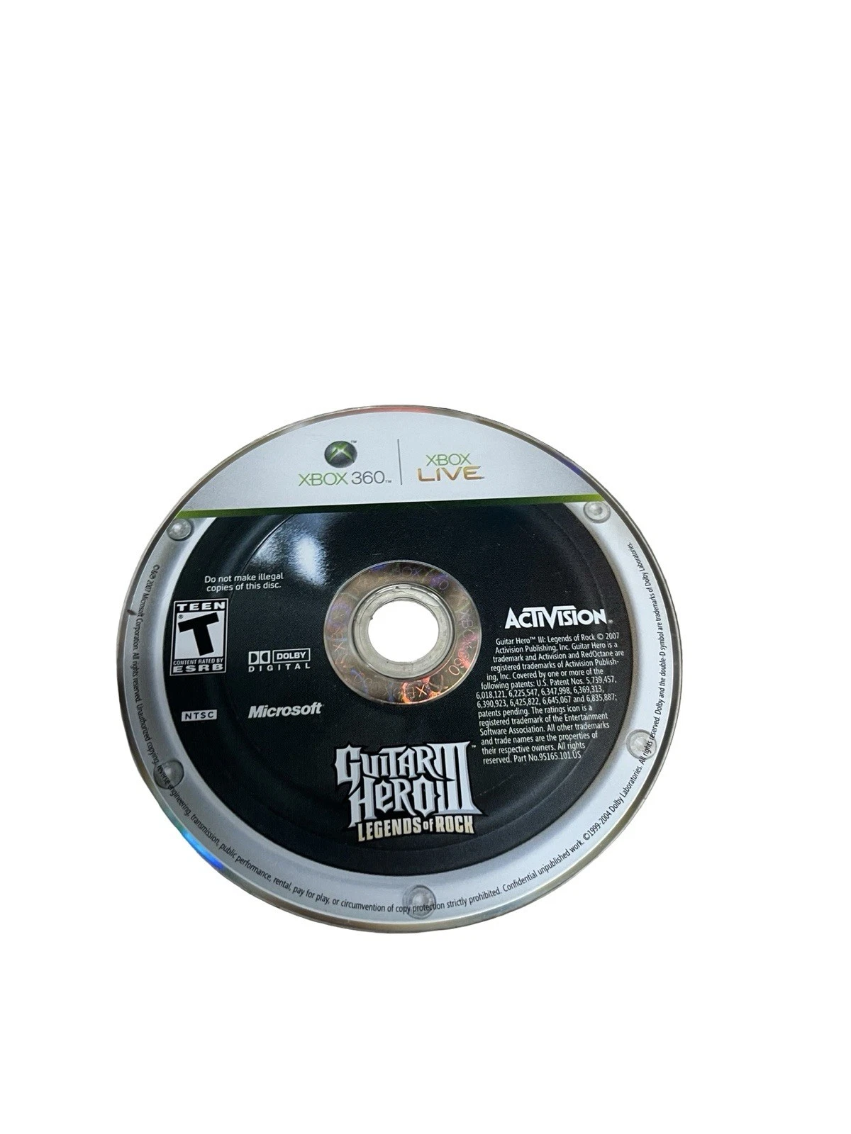 Guitar Hero III: Legends of Rock (Microsoft Xbox 360, 2007) Disc Only TESTED