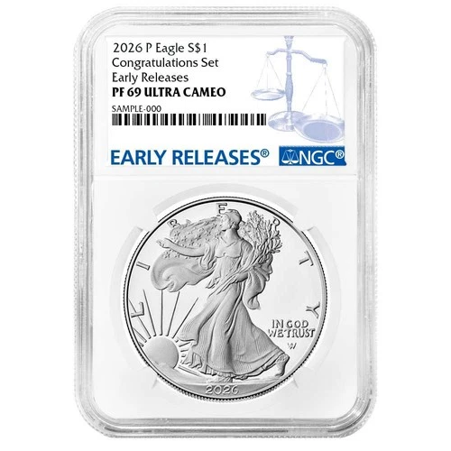 2026-P $1 1-oz Proof American Silver Eagle Congratulations Set NGC PF69UC ER