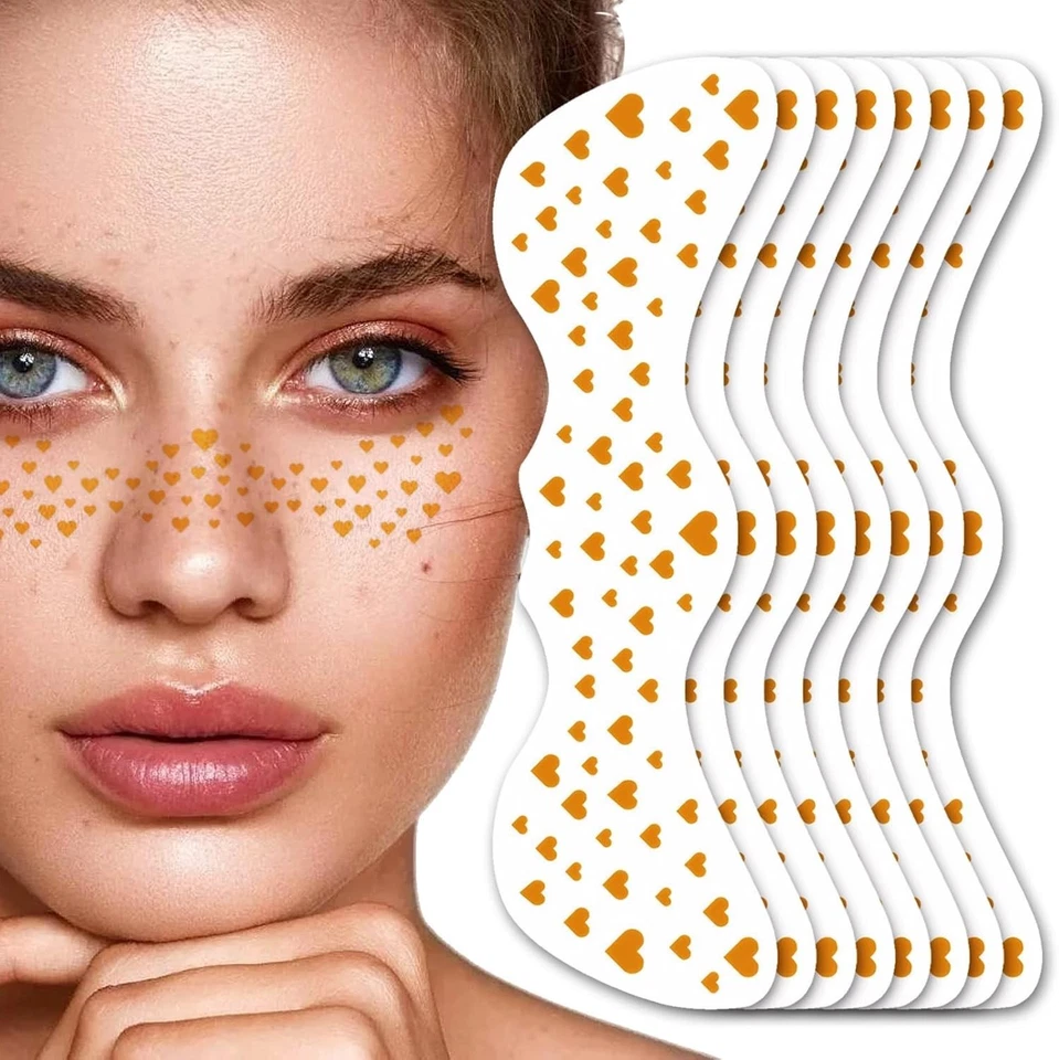 MADGININE 8 PCS Glitter Freckles Tattoo Gold Glitter Freckles Glitter Freckles Face Tattoo