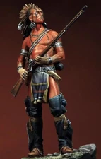 90mm Native American Warrior Resin Figure Model Kit with Musket Unassembled