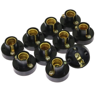 10-Pack E12 Mini Bulb Holder Plastic Light Beads Lamp Bases Screw Type black